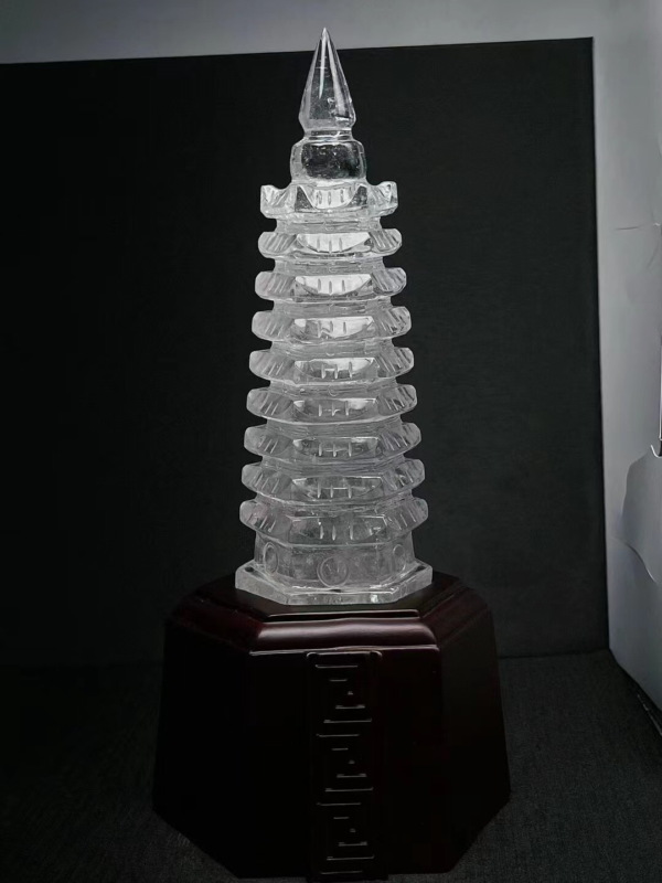 2.5LB Natural clear White pyramid Quartz point Crystal Reiki Healing+stand