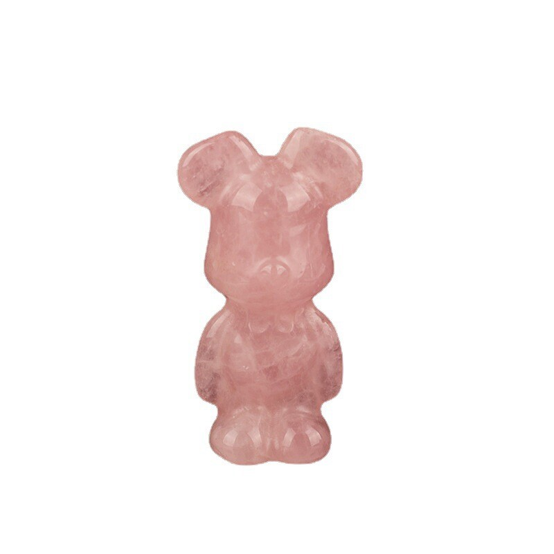 Natural Chakra Quartz Crystal Gloomy Little Bear Carved Animal Reiki Decor Gift