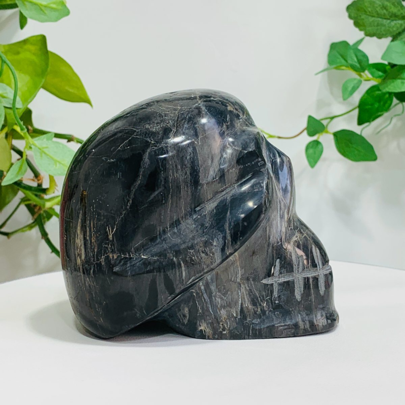 1877g Natural Crystal Jade Hand Carved Quartz Skull Medium Energy Reiki Healing