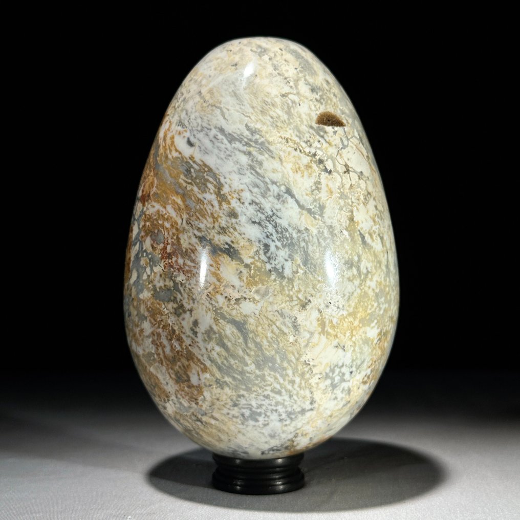 Beautiful Egg-Shaped Maligano Jasper on custom stand - Maligano Jasper - Height: 14 cm - Width: 7 cm- 2400 g