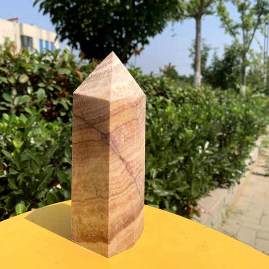 906g Natural Pork Stone Quartz Obelisk Crystal Wand Point Tower Reiki Healing