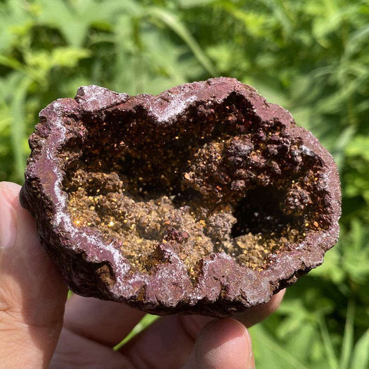 170g Electroplating color Natural Crystal Agate cave ornaments crystal cluster q