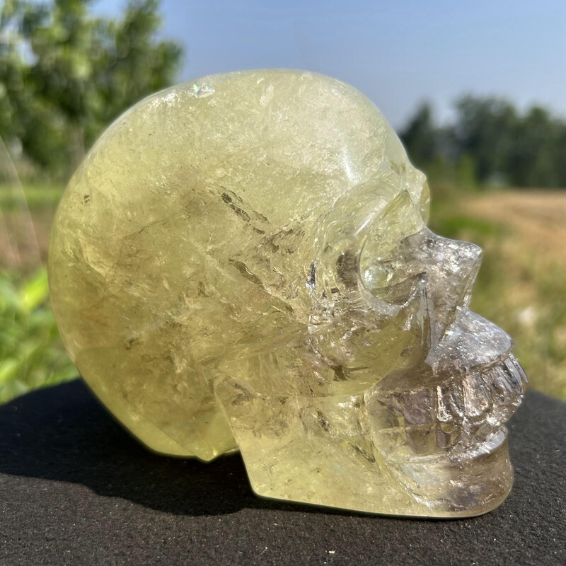 4.2LB Natural smoky citrine Skull Hand Quartz Crystal Skull Reiki Healing