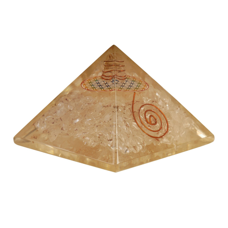 Clear Quartz Orgone Pyramid Flower of Life Gemstone Spiritual Free Shipping