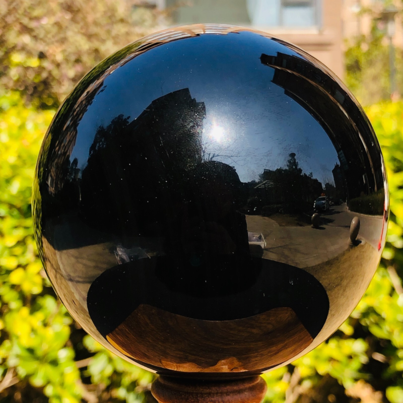 2.94LB Natural Silver Black Obsidian Sphere Quartz Crystal Ball Healing