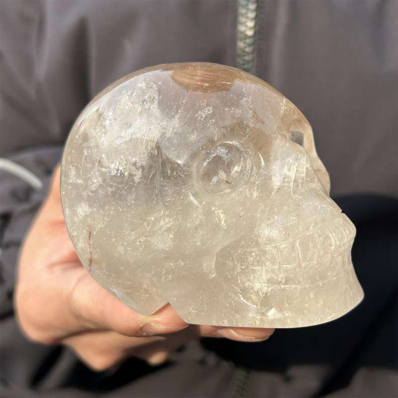 0.41kg Natural clear quartz skull carved Quartz Crystal skull Healing