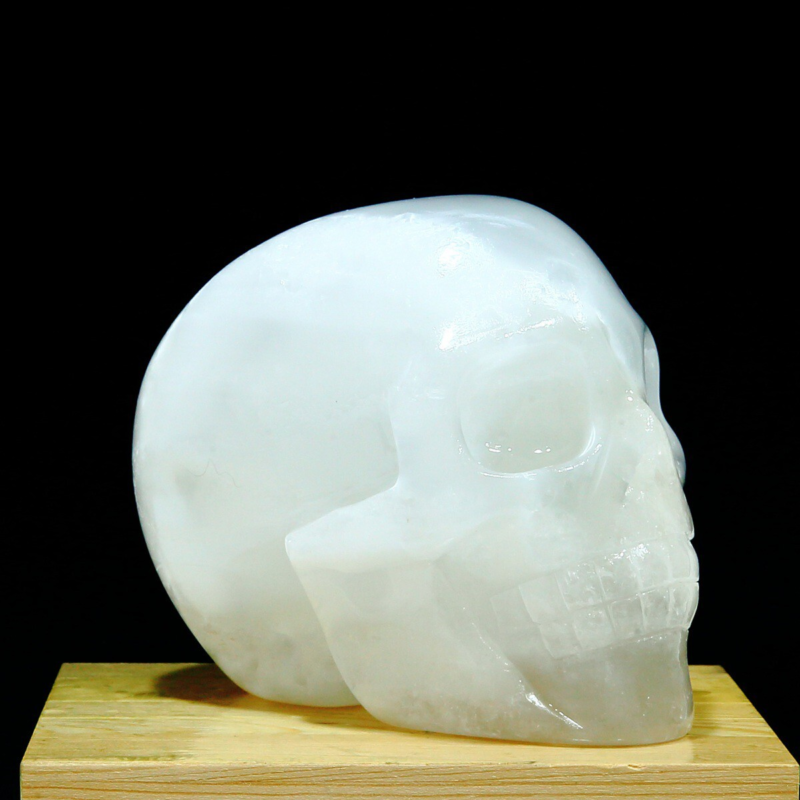 1606g Natural White Selenite Hand Carved Crystal Skull Quartz Meditation Medium