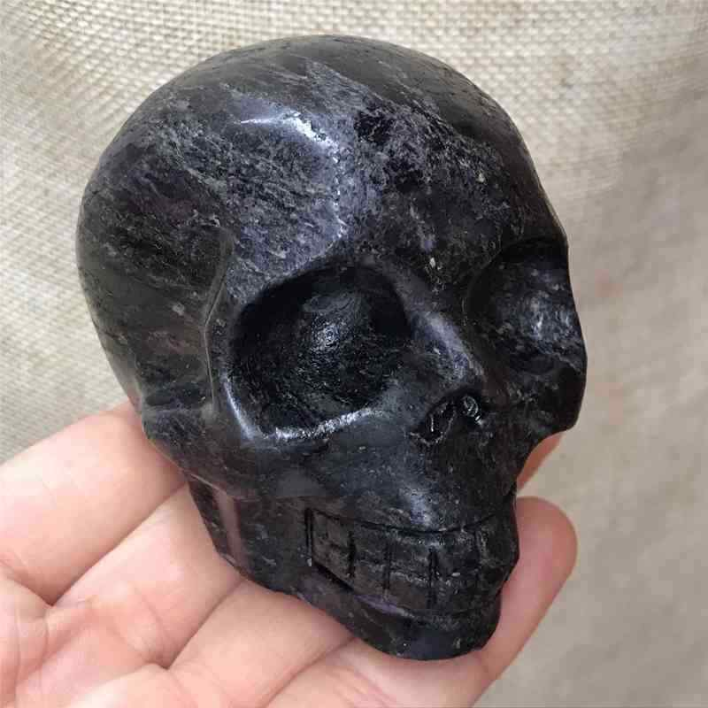 0.41kg Natural black jade quartz skull carved Quartz Crystal skull Healing