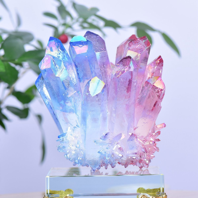 1.43LB Electroplated Color Crystal Cluster Crystal Mineral Reiki Healing