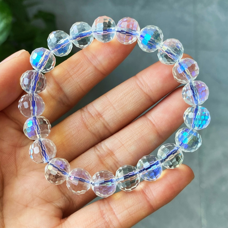 9.7mm Natural Blue Moonstone Strong Light Crystal Beads Bracelet