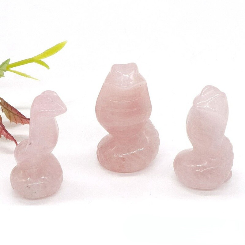 Natural Quartz Crystal Carved Snake Viper Healing Stone Cobra Animal Decor Reiki