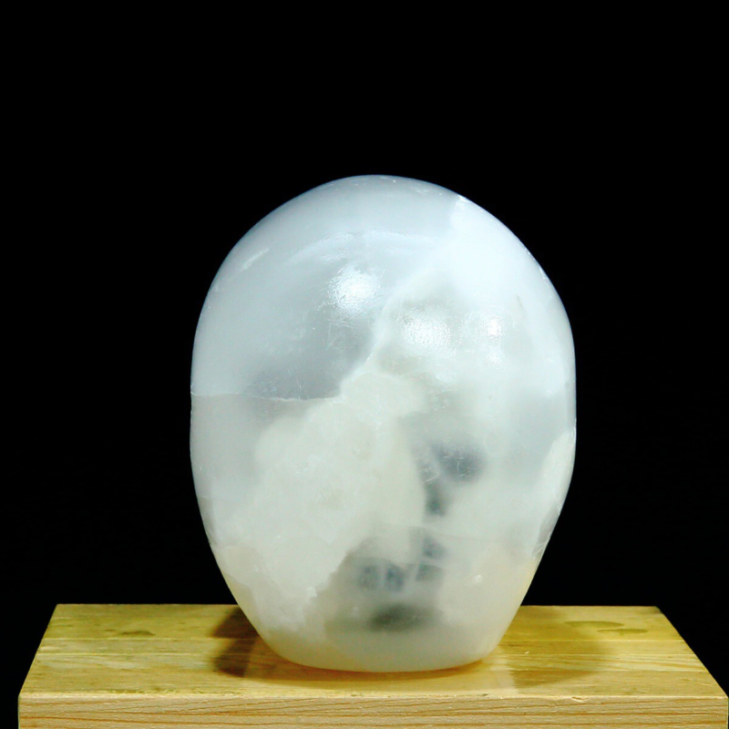 1606g Natural White Selenite Hand Carved Crystal Skull Quartz Meditation Medium