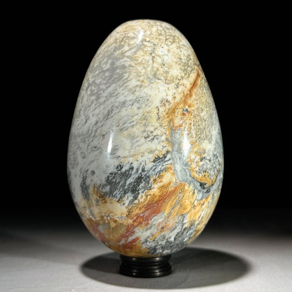Beautiful Egg-Shaped Maligano Jasper on custom stand - Maligano Jasper - Height: 14 cm - Width: 7 cm- 2400 g
