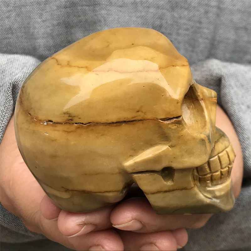 0.41kg Natural Mookite Jasper skull carved Quartz Crystal skull Healing