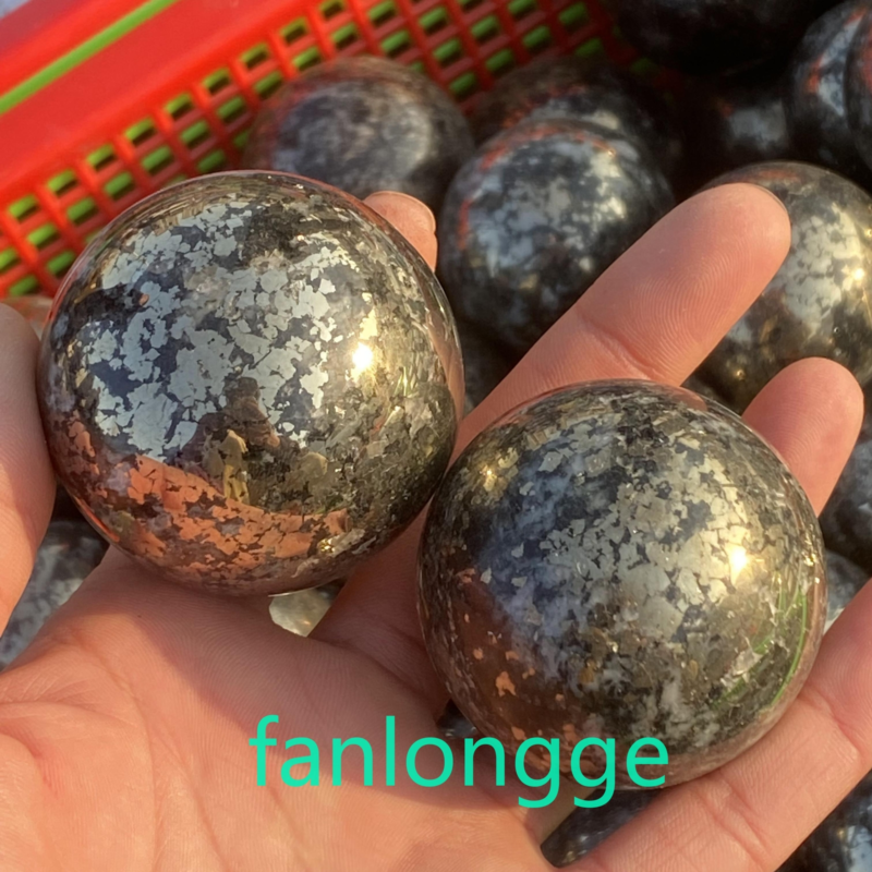 1pc Natural Chalcopyrite Carved sphere quartz crystal Ball Reiki Healing 40mm+