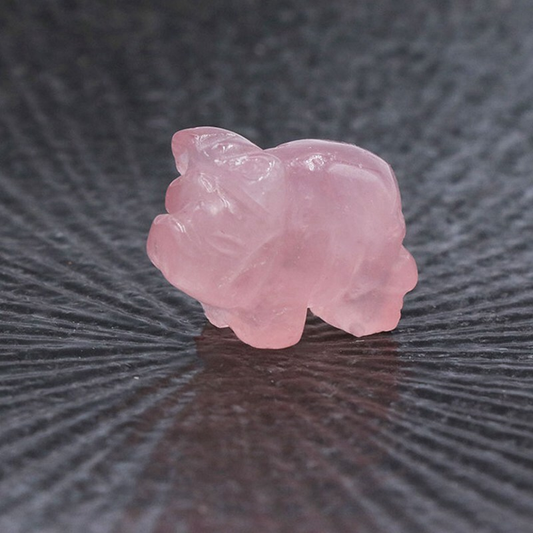 10Pcs Natural Rose Quartz Mini Crystal Piggy Animal Carved Chakra Gemstone Decor