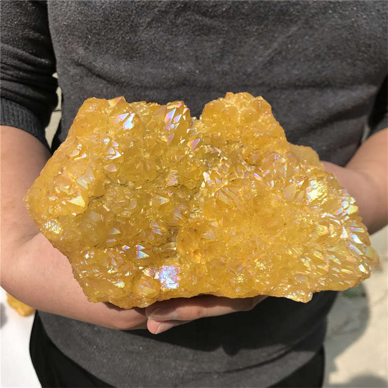 1.26kg Electroplate Rainbow cluster quartz crystal mineral specimen reiki healin