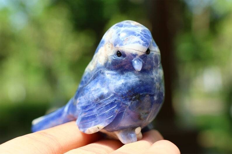 2.4" Natural Sodalite Carved bird Reiki Creative Crystal Skull decor gift 1pc