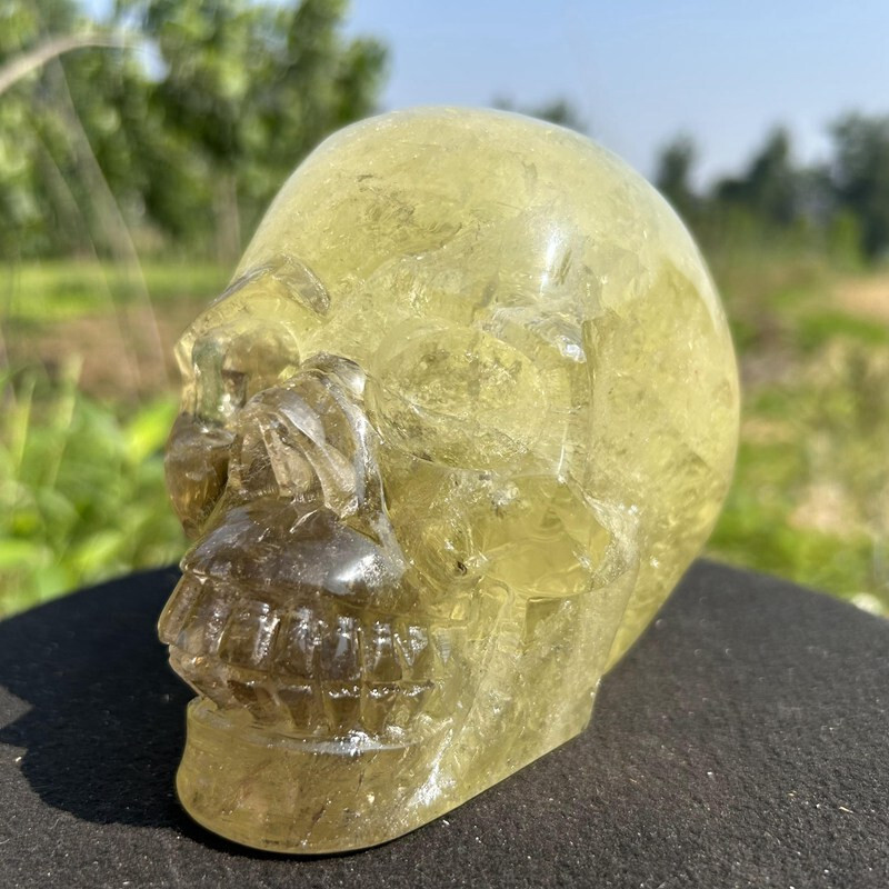 4.2LB Natural smoky citrine Skull Hand Quartz Crystal Skull Reiki Healing