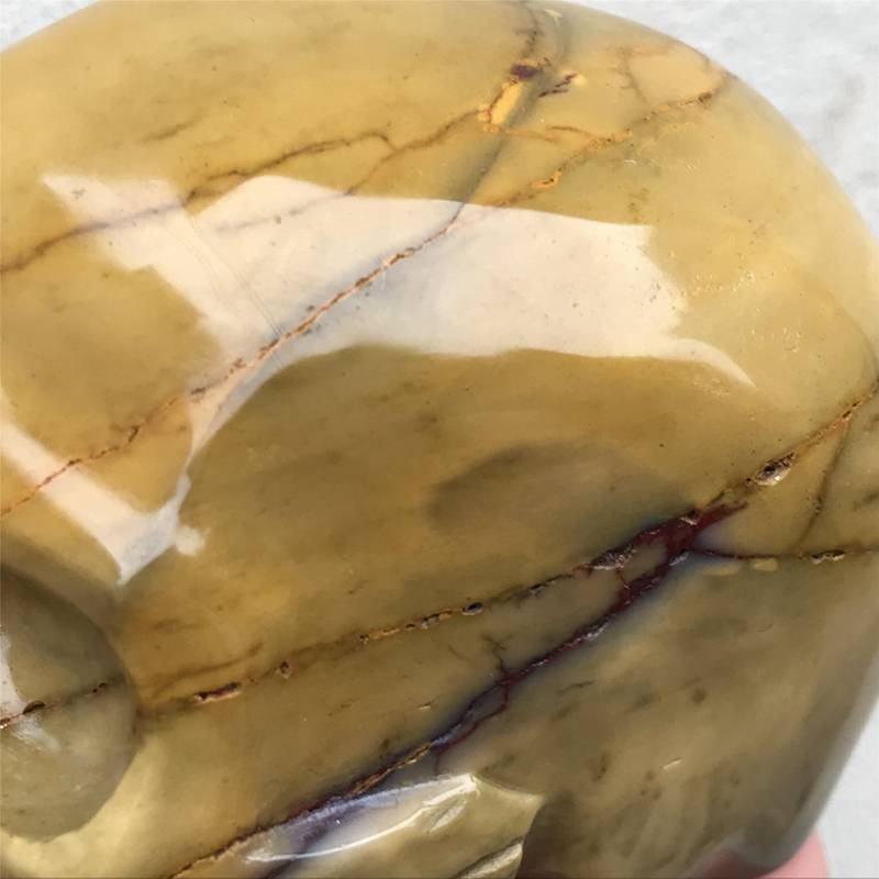 0.41kg Natural Mookite Jasper skull carved Quartz Crystal skull Healing