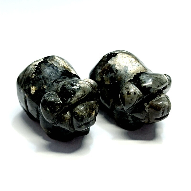 Raw Natural Quartz Crystal Skull Carved Pig Wild Boar Piggy Animal Healing Stone