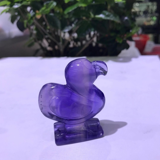 1PC Natural Fluorite Quartz Carved Crystal flamingo Skull Healing Reiki Gem Gift