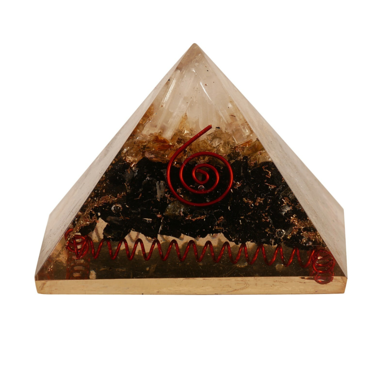 Tourmaline & Selenite Stone Orgone Pyramid Orgonite Generator Free Shipping