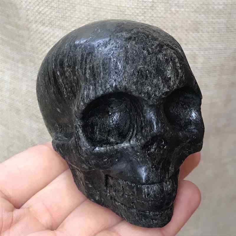 0.39kg Natural black jade quartz skull carved Quartz Crystal skull Healing