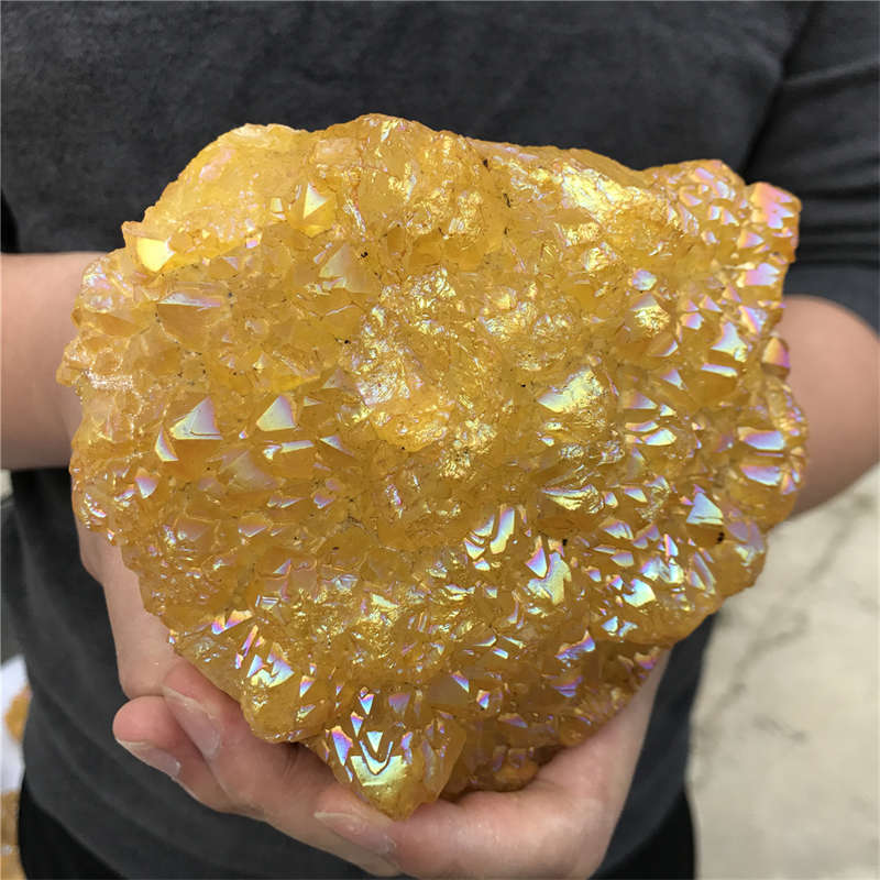 1.16kg Electroplate Rainbow cluster quartz crystal mineral specimen reiki healin