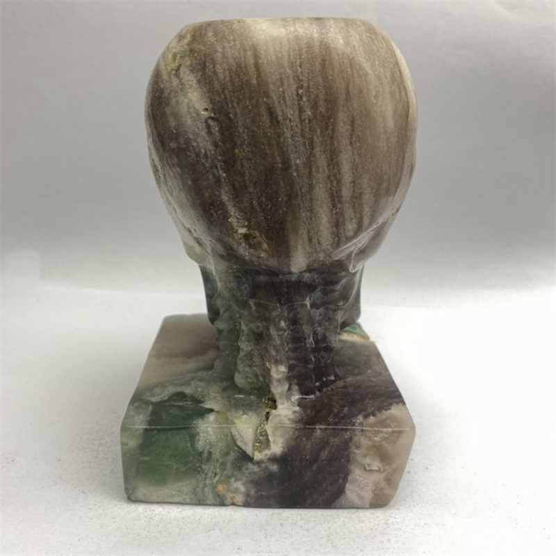 1550g Natural Beantiful Fluorite Quartz Skull Hand Carved Crystal Healing Skull