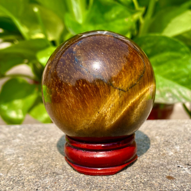 124G  Large Natural Tiger Eye Stone Crystal Ball Quartz Healing Sphere Décor