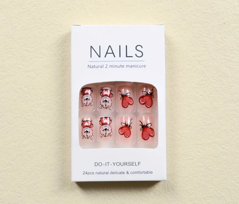 24pcs Press On False Finger Nails Fake Nails Glittered Solid Colours 52 Options
