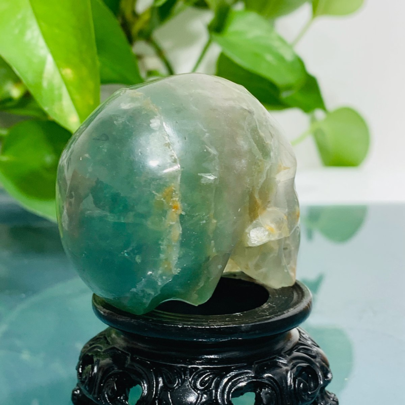 188g Natural Colourful Fluorite Hand Carved Crystal Skull Meditation Medium