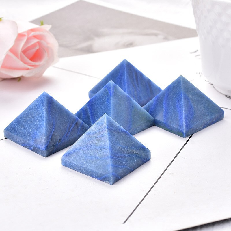 Natural Blue Aventurine Jasper Quartz Crystal Chakra Tower Pyramid Healing Decor