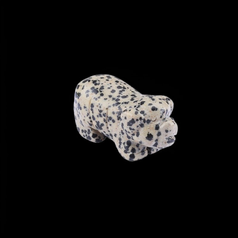 Raw Natural Quartz Crystal Skull Carved Pig Wild Boar Piggy Animal Healing Stone