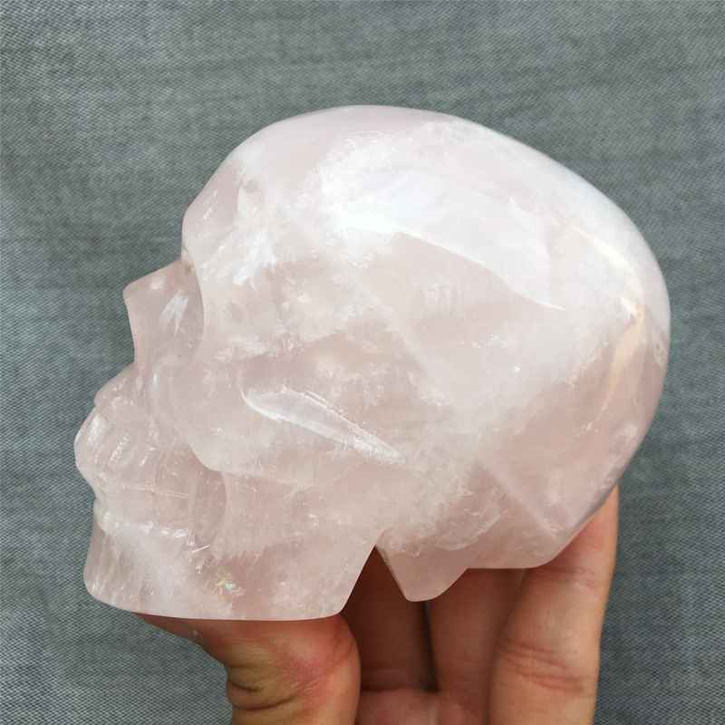 0.55kg Natural rose quartz skull carved Quartz Crystal skull Healing
