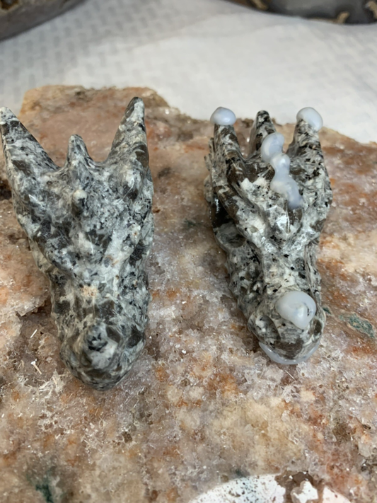 Small One Piece Yooperlite Dragon Head 2 1/2” Carving UV Reaction