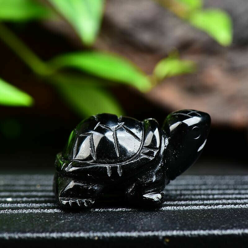 1.5" Top Natural obsidian Quartz hand carved Crystal tortoise reiki healing .1pc