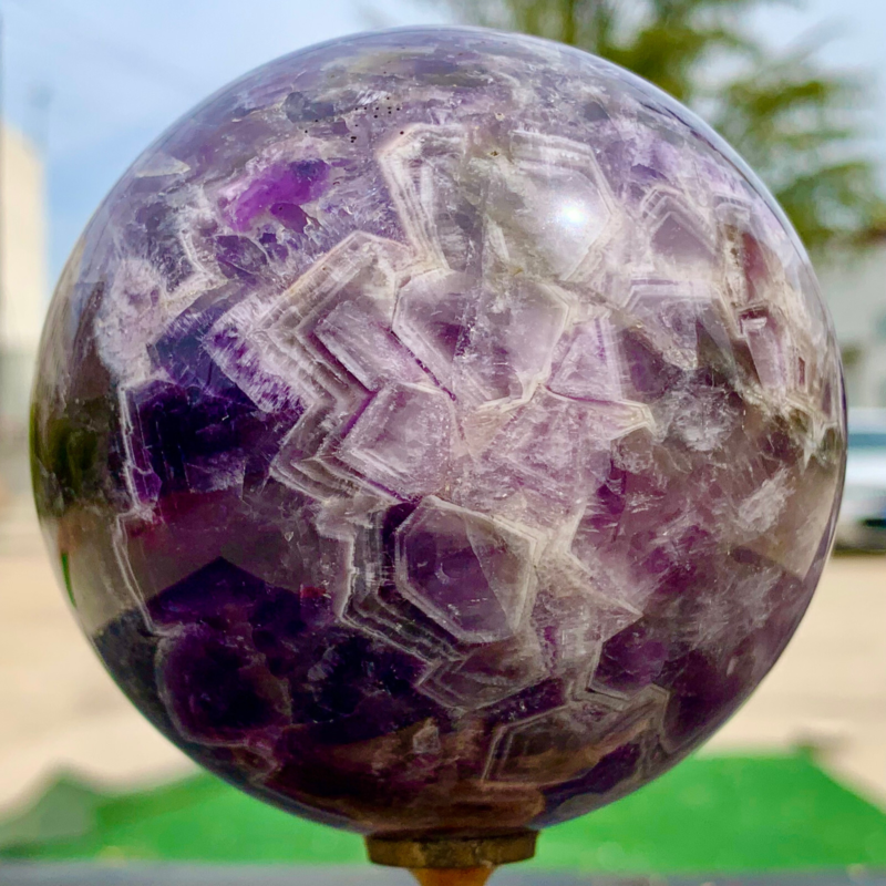 1.76LB Natural beautiful Dream Amethyst Quartz Crystal Sphere Ball Healing