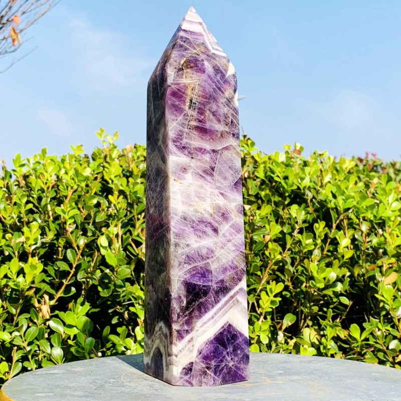 4.26LB Natural Dream Amethyst Quartz Crystal Obelisk Wand Point Healing Stone