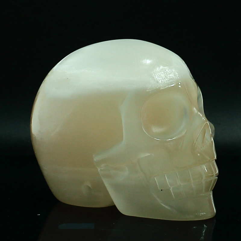 1070g Natural White Selenite Hand Carved Crystal Skull Quartz Meditation Medium