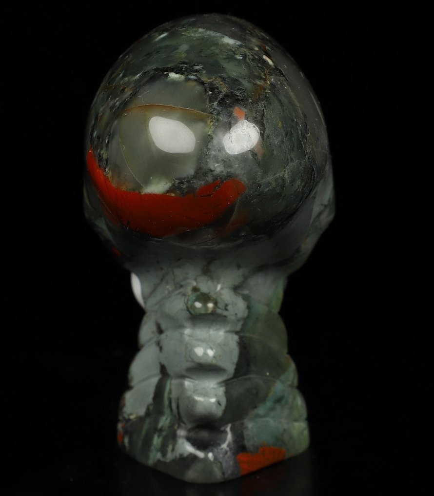 MEXICO blood jasper skull living eyes Voodoo Carving- 350 g