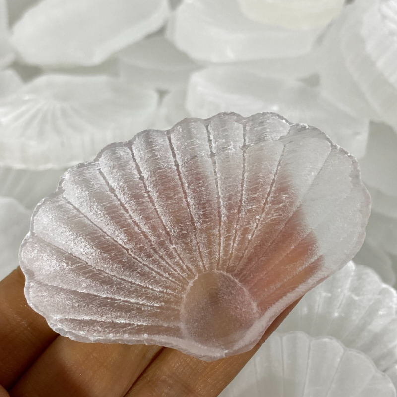 Natural Gypsum Selenite shell  Hand Carved Quartz Crystal Reiki healing 1PC