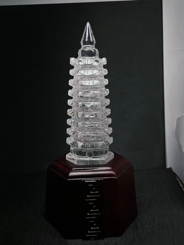 2.15LB Natural clear White pyramid Quartz point Crystal Reiki Healing+stand