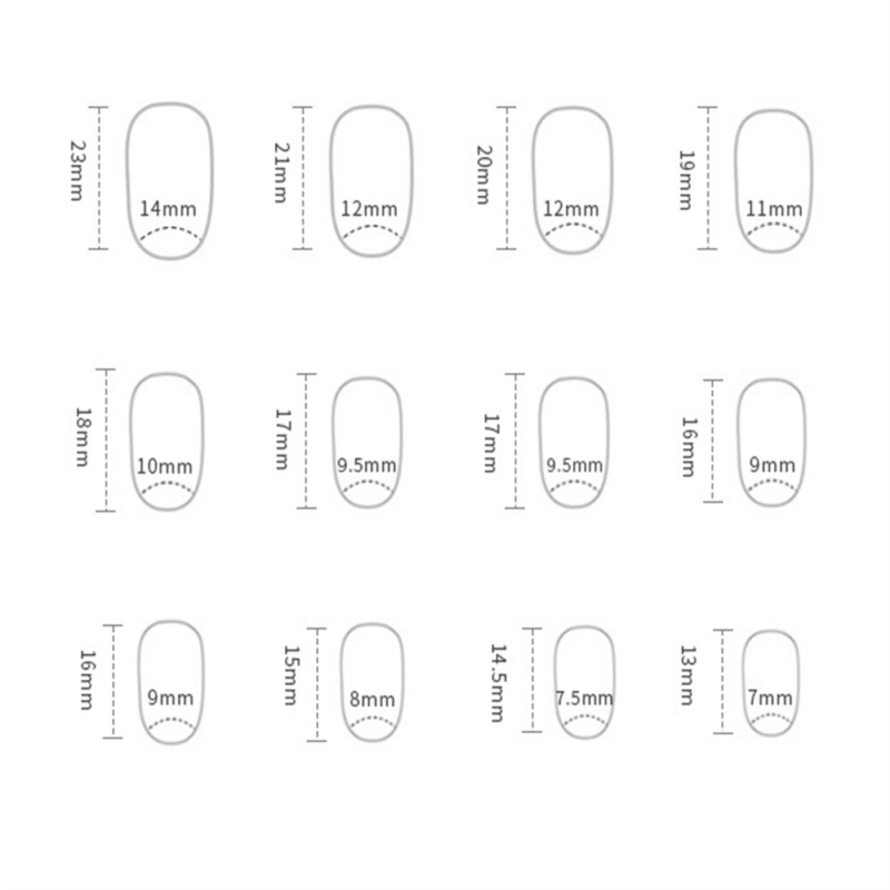 Winter French White False Nail Short Almond Press on Nails for Nail Art 24pcs