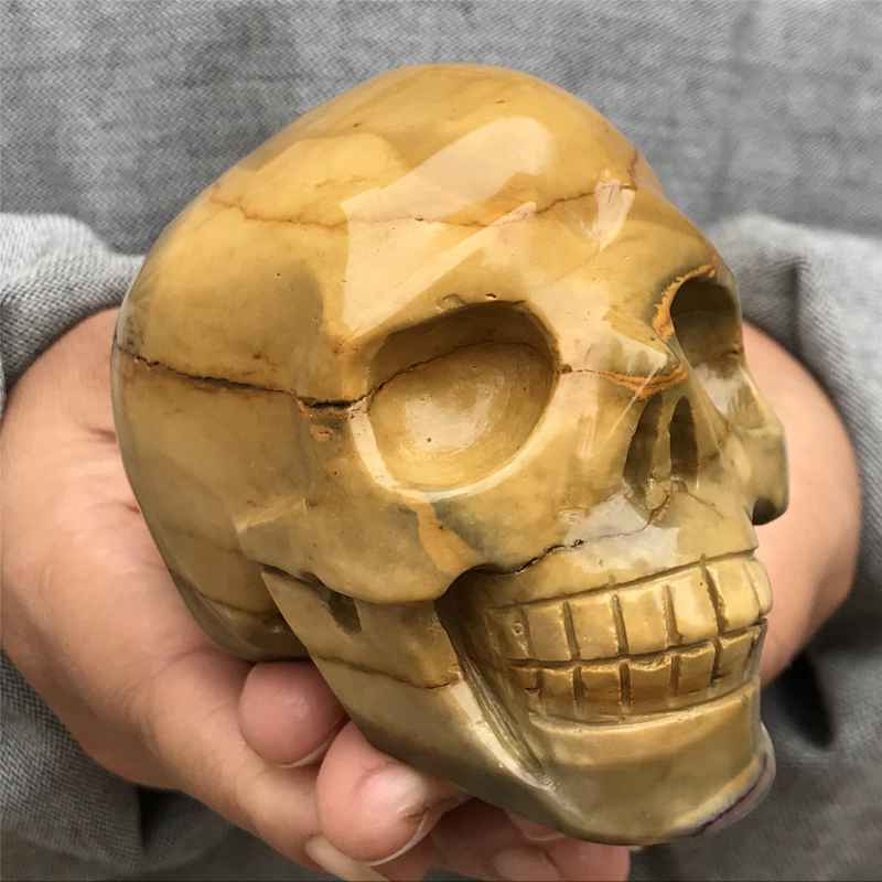 0.41kg Natural Mookite Jasper skull carved Quartz Crystal skull Healing