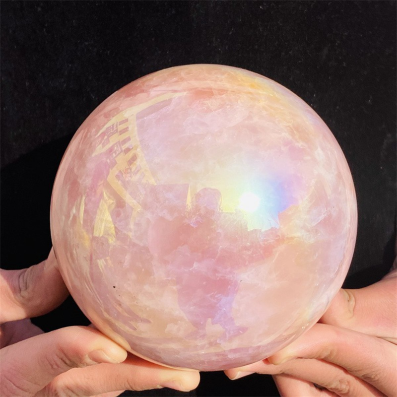 2210g Rose Crystal Ball Treasure electroplated Powder Energy Healing Sphere