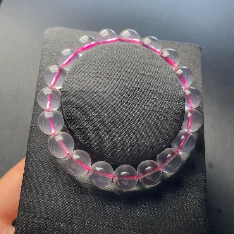 10mm  Natural Clear Starlight Pink Rose Quartz Crystal Gemstone Beads Bracelet