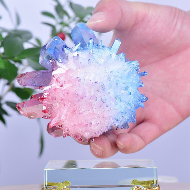1.17LB Electroplated Color Crystal Cluster Crystal Mineral Reiki Healing