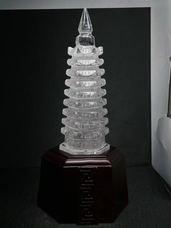 2.5LB Natural clear White pyramid Quartz point Crystal Reiki Healing+stand